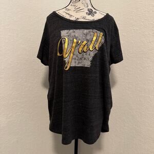 Home Free Arkansas "Y’all" Graphic Tee | Heather Gray & Gold | Plus Size XXL